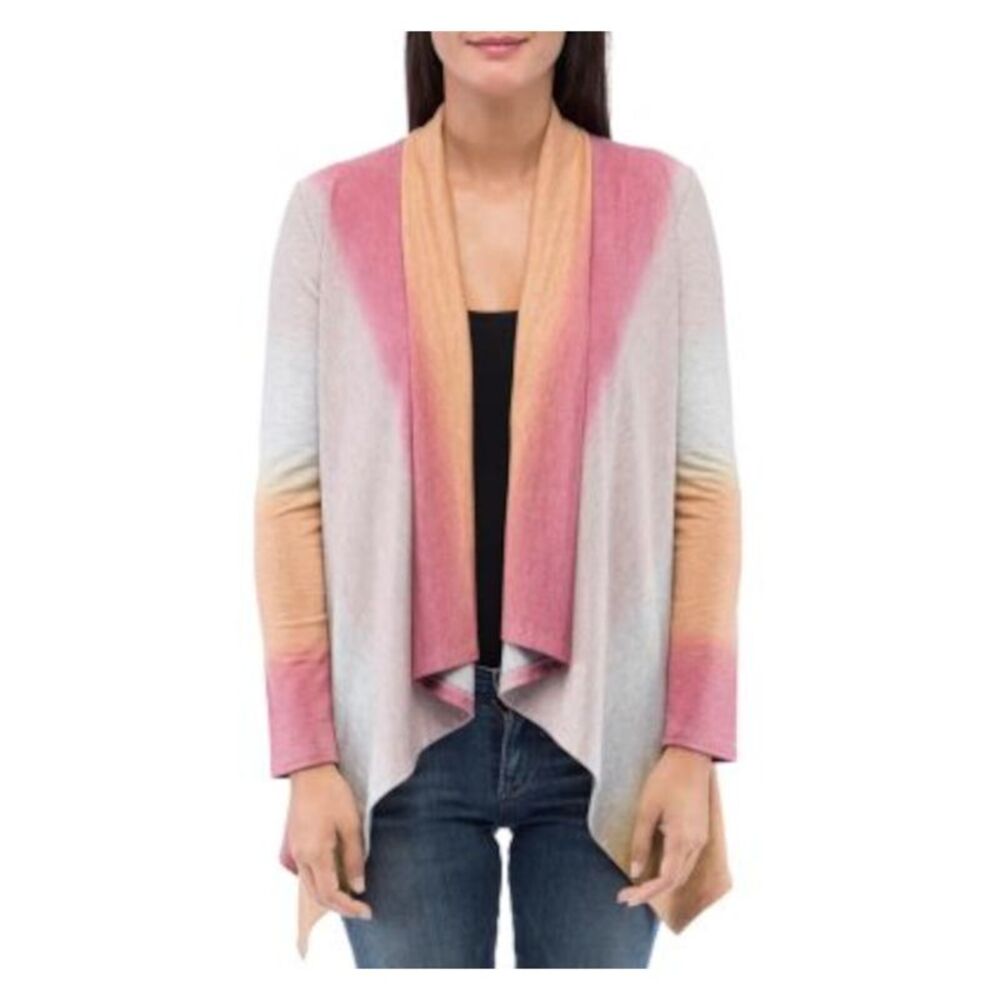 B COLLECTION Womens Pink Stretch Ombre Long Sleeve Open Cardigan Jacket L